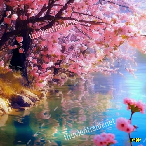 Tranh dán tường hoa anh đào-JP-497 - Tranh tường chất lượng cao